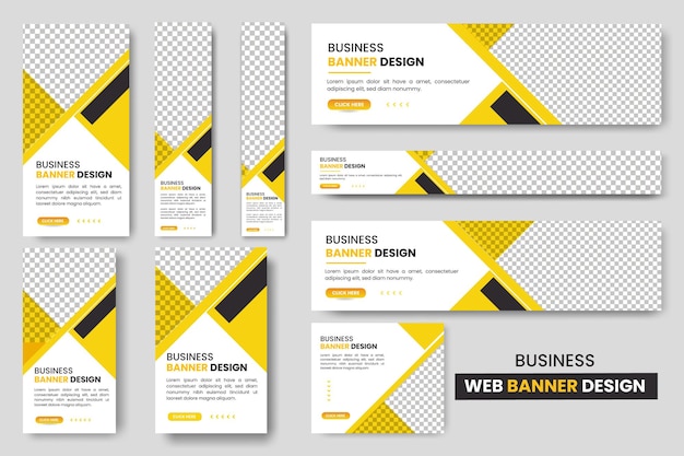 Plantilla de banner web de diseño de banner abstracto Conjunto Banner web de color amarillo de encabezado horizontal