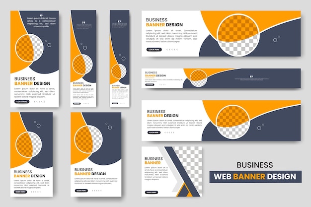 Plantilla de banner web de diseño de banner abstracto Conjunto Banner web de color amarillo de encabezado horizontal