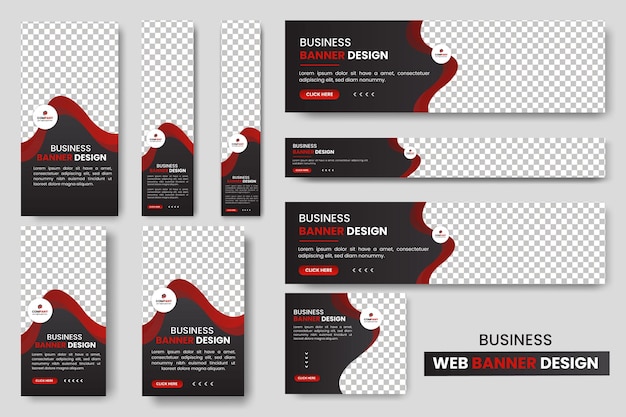Plantilla de banner web de diseño de banner abstracto Conjunto Diseño de banner web de color rojo de encabezado horizontal
