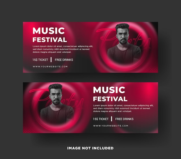 Plantilla de banner web elegante festival de música vector plantilla eps