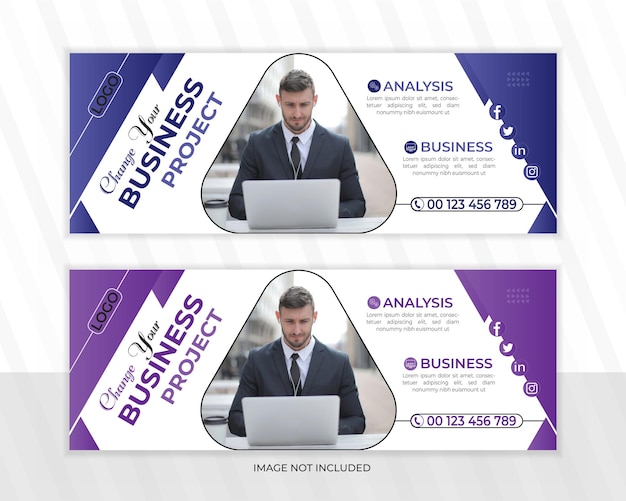 Plantilla de banner web empresarial de diseño de portada de facebook de marketing digital con 2 colores