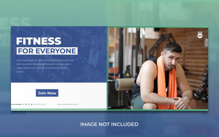 Plantilla de banner web de fitness de gimnasio