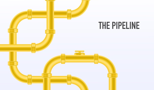 Plantilla de banner web Fondo industrial con oleoducto amarillo Oleoducto, agua o gas