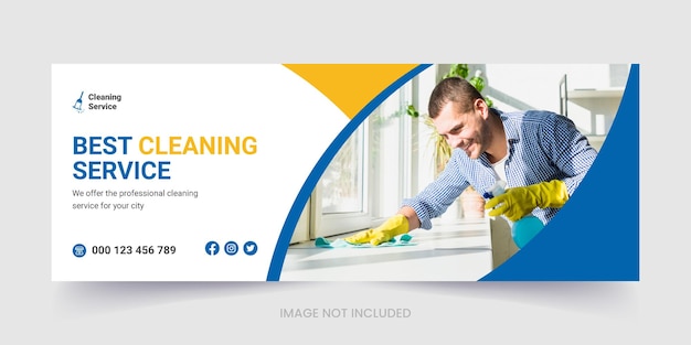 Vector plantilla de banner web y foto de portada de facebook de redes sociales de empresa de servicios de limpieza