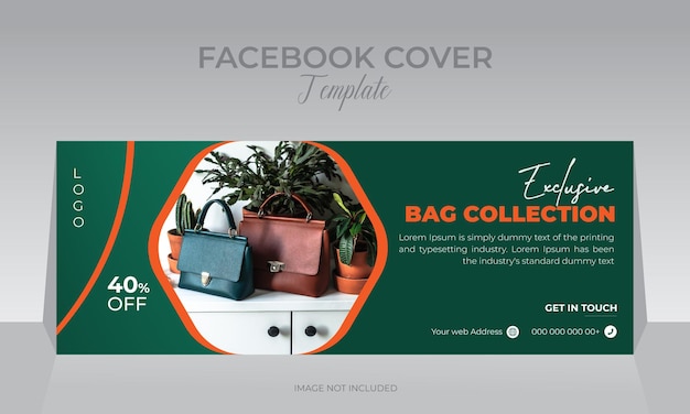 Plantilla de banner web de foto de portada de redes sociales de colección de bolsos de moda exclusiva