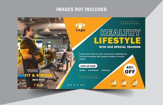 Vector plantilla de banner web de gimnasio y fitness