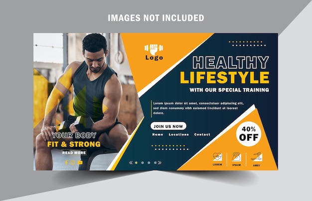 plantilla de banner web para gimnasios y gimnasios