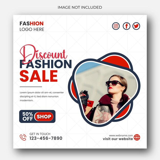 Plantilla de banner web de instagram y diseño de publicaciones en redes sociales de venta de moda Vector Premium