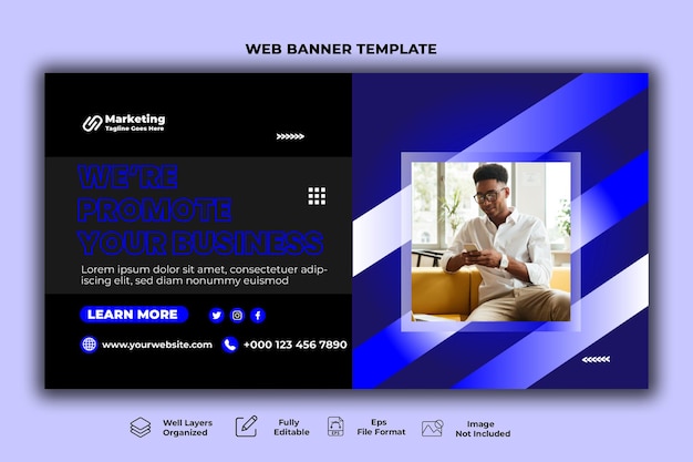 Vector plantilla de banner web de marketing empresarial creativo.