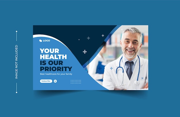 Vector plantilla de banner web y miniatura de youtube de atención médica médica