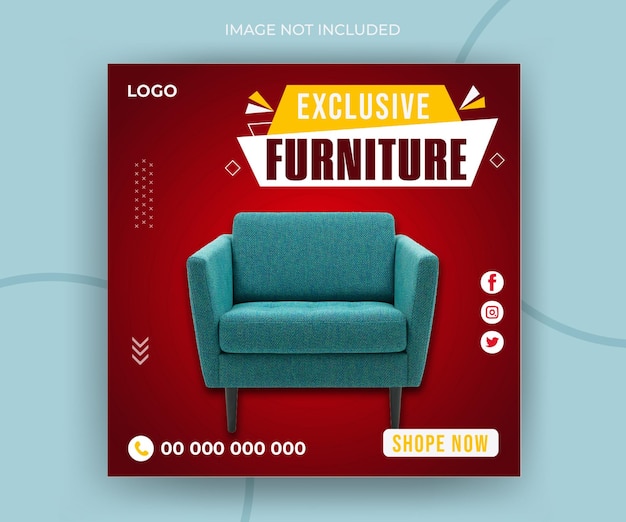 Plantilla de banner web o publicación de instagram de redes sociales de muebles exclusivos modernos