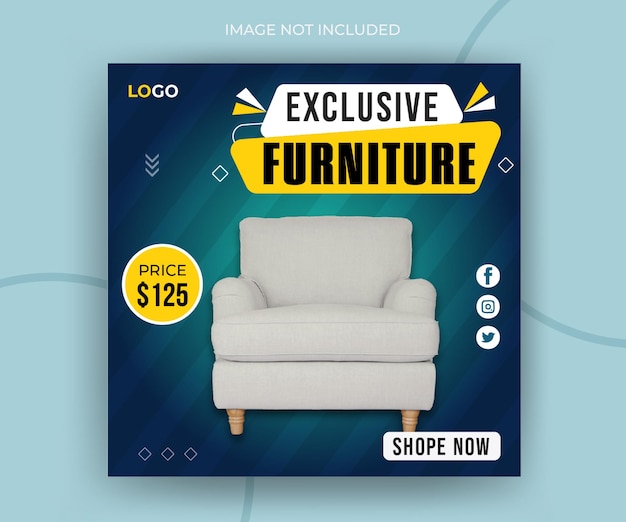 Plantilla de banner web o publicación de instagram de redes sociales de muebles exclusivos modernos