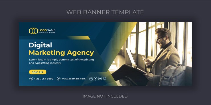 Plantilla de banner web o publicación de redes sociales de marketing de negocios digitales corporativos