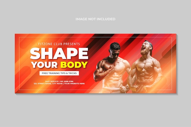 Vector plantilla de banner web y portada de facebook de entrenamiento de gimnasio de fitness vector premium