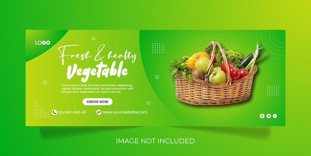 Vector plantilla de banner web y portada de la línea de tiempo de facebook de promoción de recetas de alimentos saludables premium