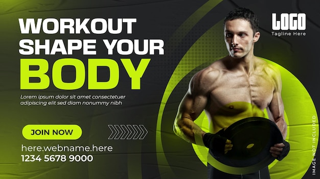 plantilla de banner web promocional para anuncios de gimnasios y gimnasios