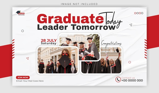 plantilla de banner web promocional para la ceremonia de graduación