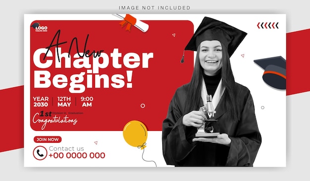 plantilla de banner web promocional para la ceremonia de graduación