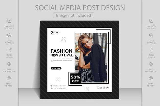 Plantilla de banner web de publicación de Instagram, Facebook y redes sociales para la venta de moda en línea