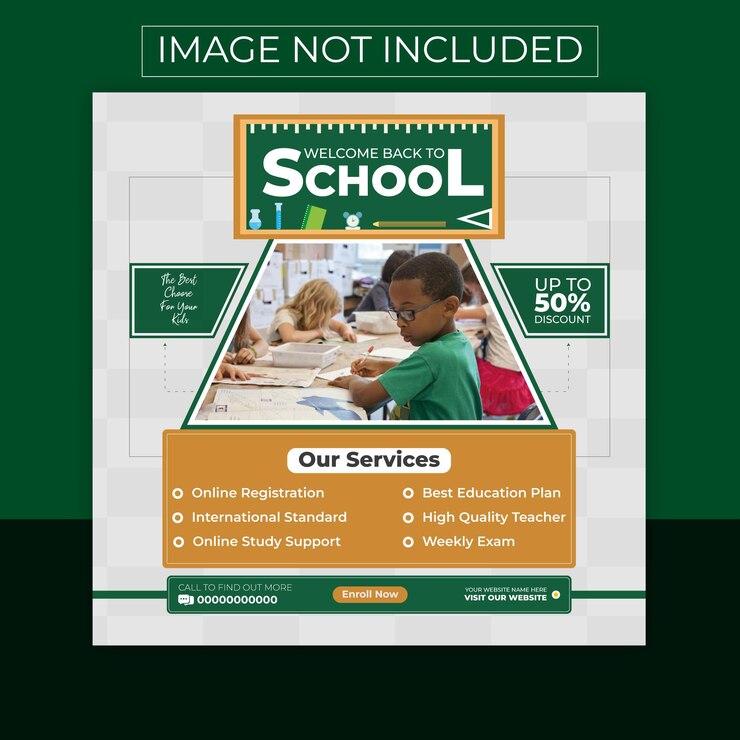 Plantilla de banner web y publicación de redes sociales de regreso a la escuela