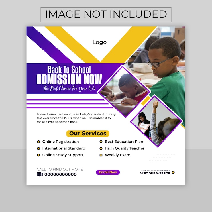 Plantilla de banner web y publicación de redes sociales de regreso a la escuela