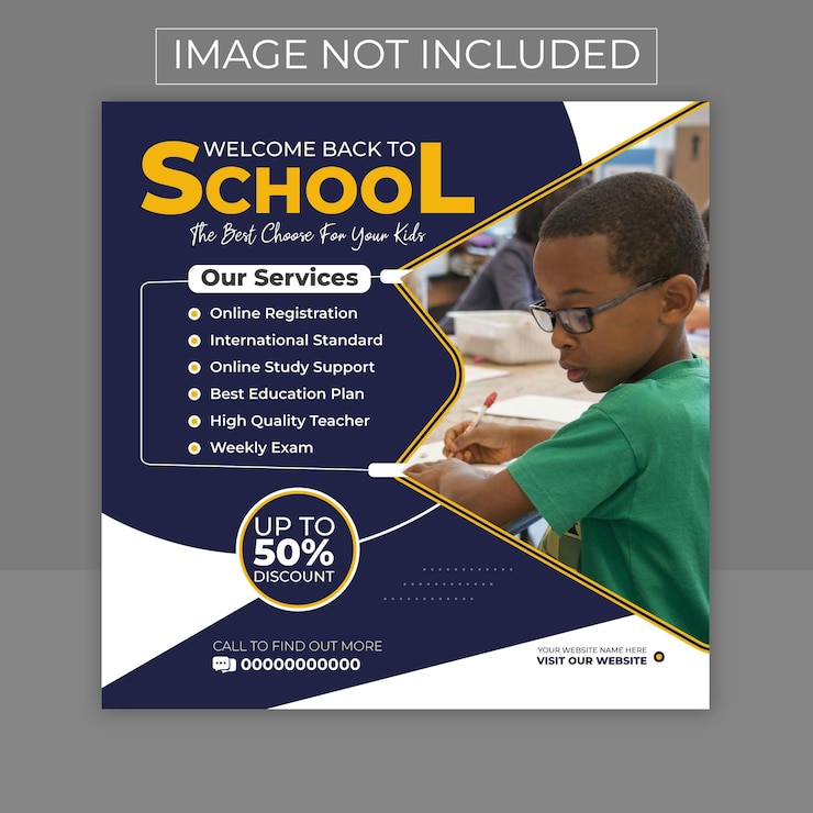 Plantilla de banner web y publicación de redes sociales de regreso a la escuela