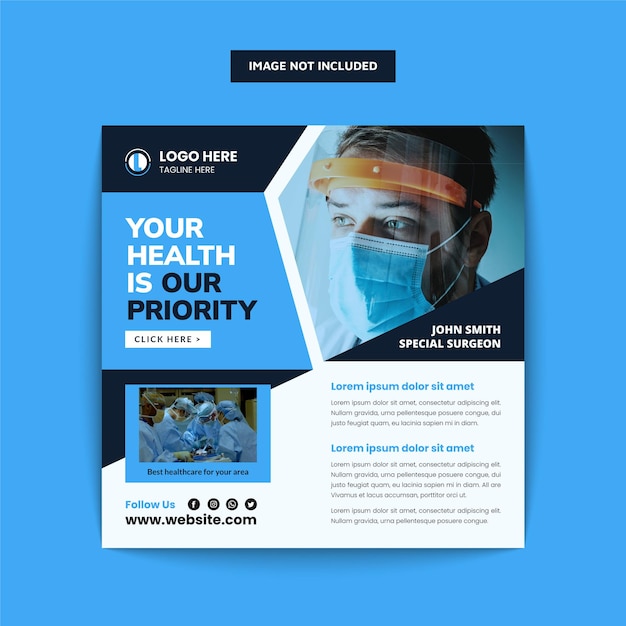 Vector plantilla de banner web de publicación de redes sociales de salud médica
