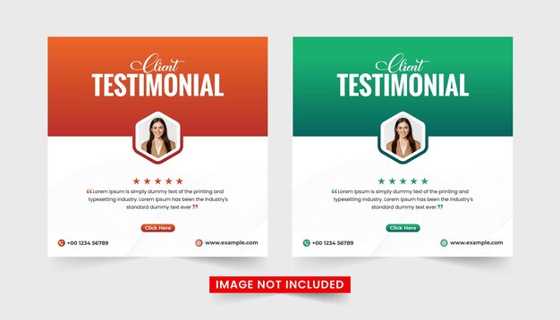 Plantilla de banner web de publicación de redes sociales de testimonio de comentarios de clientes