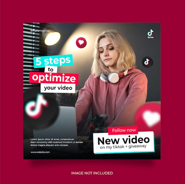 Plantilla de banner web de publicación de redes sociales de Tiktok