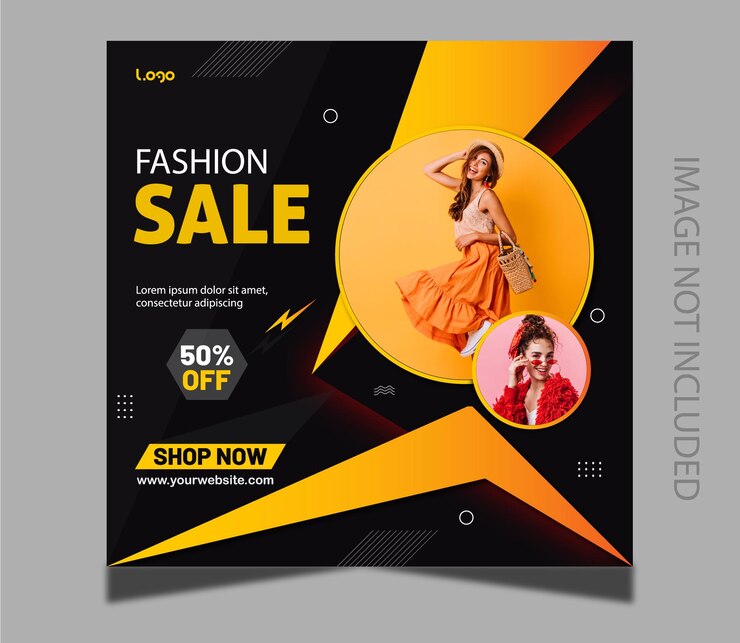 Plantilla de banner web y publicación de redes sociales de venta de moda