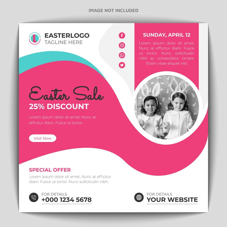 Plantilla de banner web y publicación de redes sociales de venta de pascua