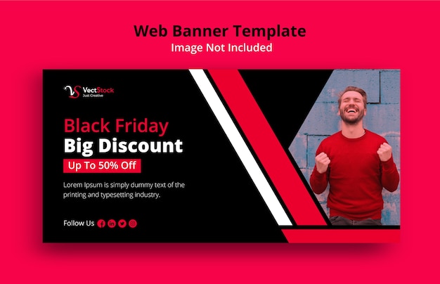 Plantilla de banner web de redes sociales de gran descuento de viernes negro