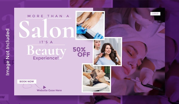 plantilla de banner web de salón de belleza y cuidado de la piel impecable