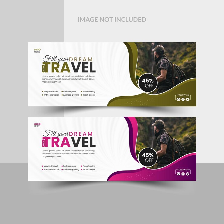 Plantilla de banner web de viaje o diseño de portada