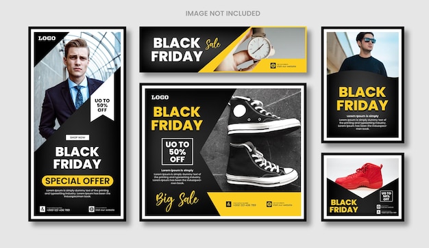 Vector plantilla de banner web de viernes negro con espacio de su imagen