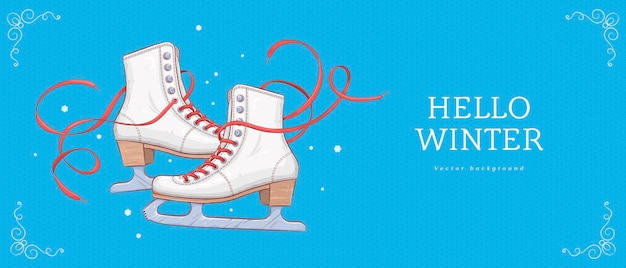 Vector plantilla de banner de zapatillas de patinaje sobre hielo vectorial