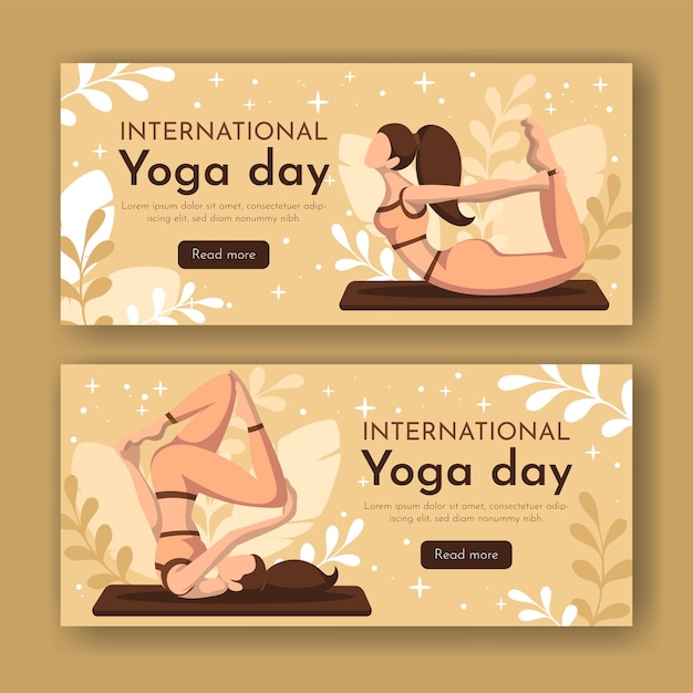 Plantilla de banners del día internacional del yoga