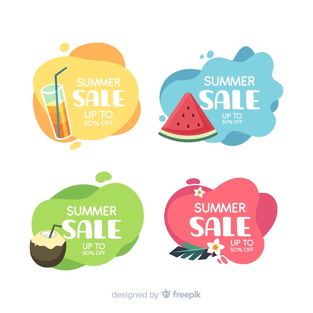 Vector plantilla de banners líquidos de rebajas de verano