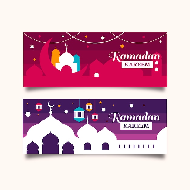 Plantilla de banners de ramadan de diseño plano