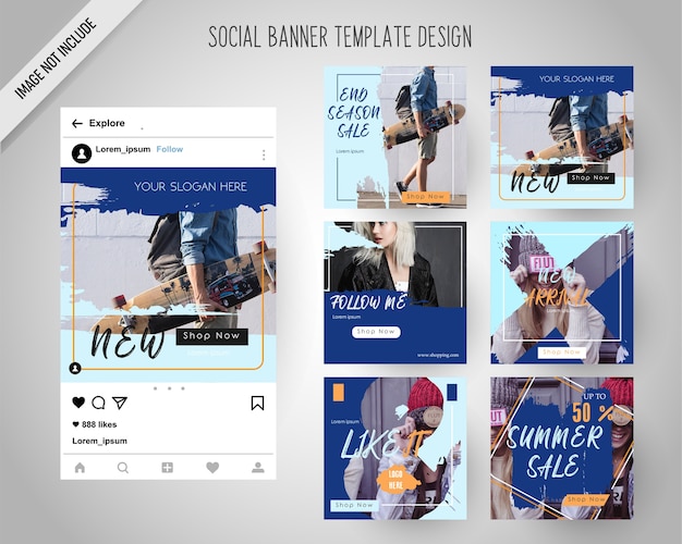 Plantilla de banners de redes sociales con estilo de pincel