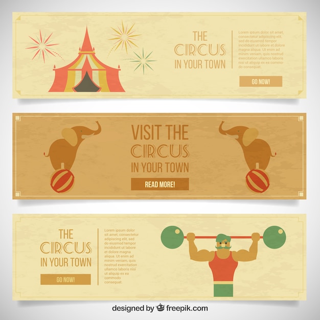 Vector plantilla de banners retro de circo