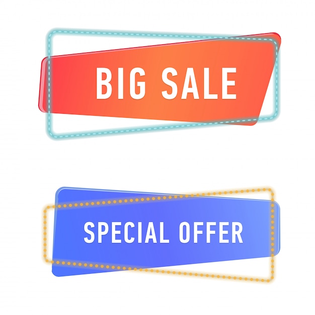 Plantilla de banners de venta. Conjunto de carteles de promociones y descuentos aislados.
