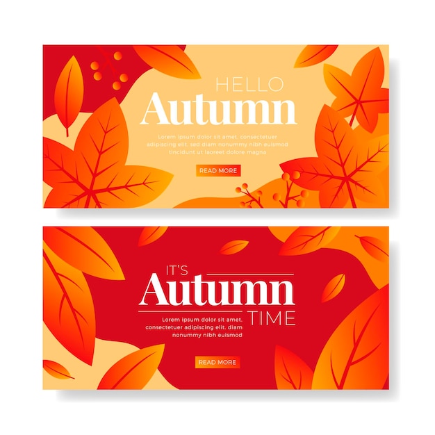 Vector plantilla de banners de venta otoño diseño plano