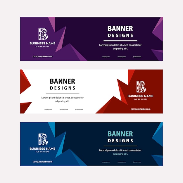 Plantilla de banners web Flat Designs con elementos diagonales para una foto. Diseño universal para empresas publicitarias