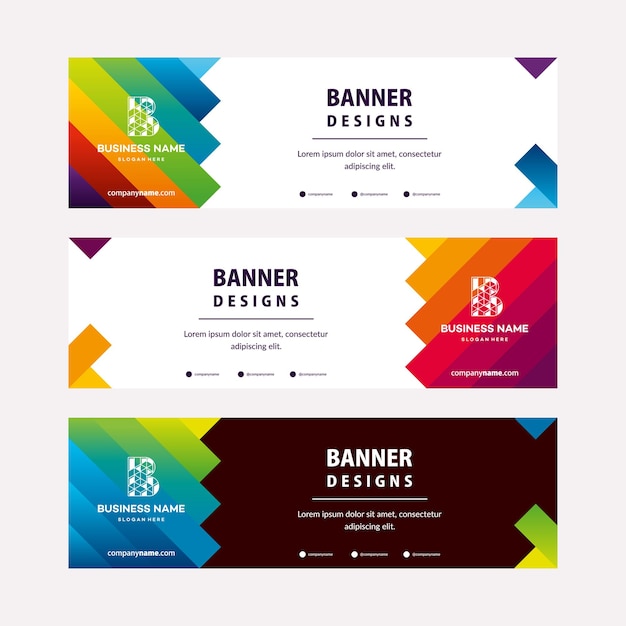 Plantilla de banners web moderno con elementos diagonales para una foto. Diseño universal para empresas publicitarias