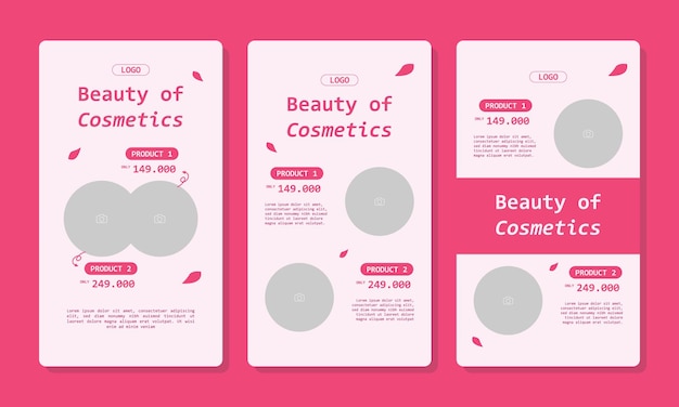 plantilla de belleza y cosmética para redes sociales o plantilla vectorial de cartel con área de imagen