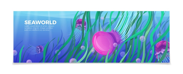 Vector plantilla de belleza natural de la naturaleza de la vida submarina del mundo marino.