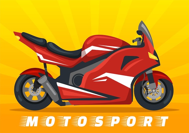 Vector plantilla de bicicleta de velocidad de carreras motosport ilustración plana de dibujos animados dibujados a mano para carrera de competencia