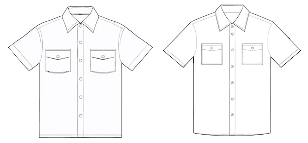 plantilla blanca camisa de trabajo maqueta vector ilustración diseño plano esquema