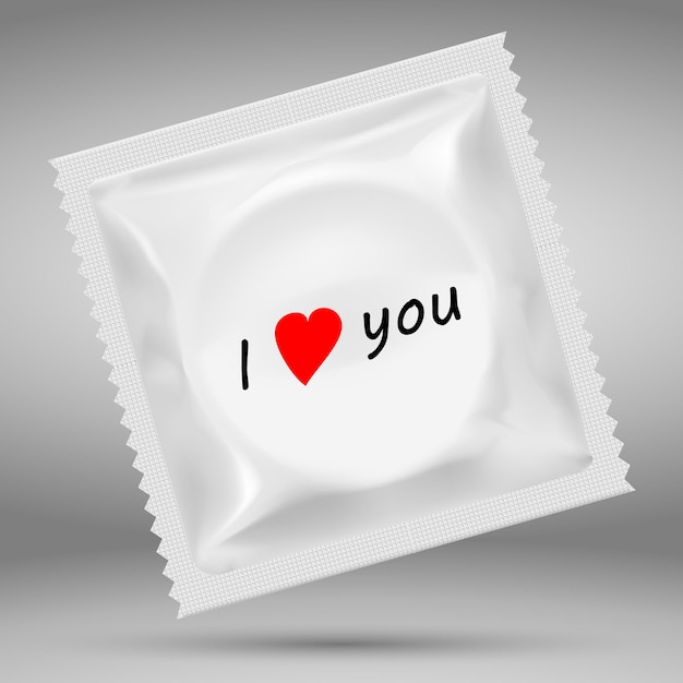 Vector plantilla en blanco blanco realista 3d embalaje de condón.
